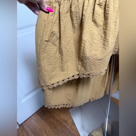 Anthropologie Maeve High-Low Strapless Gold Mustard Midi Dress XS - Picture 5 of 16